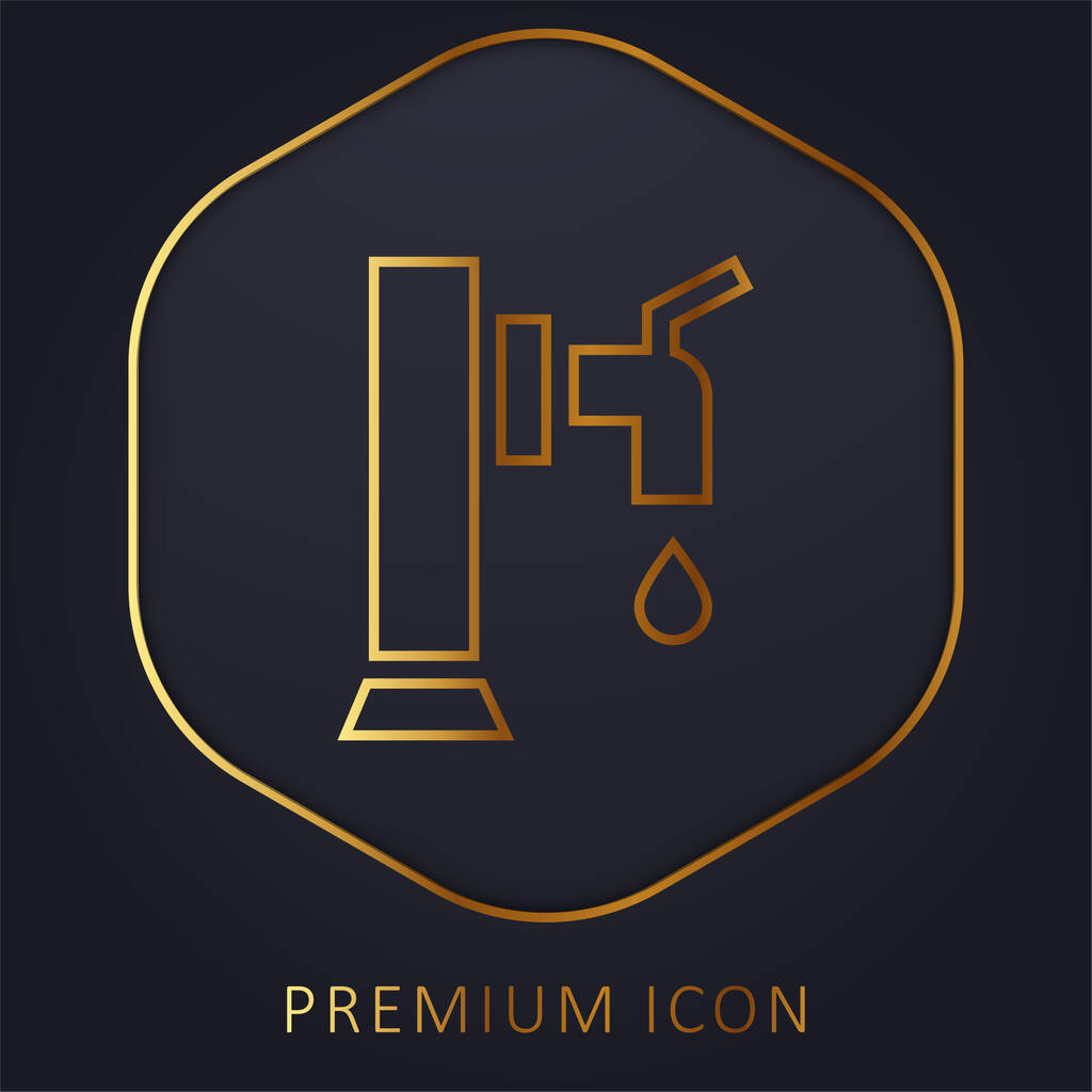Beer Tap golden line premium logo or icon - Vector, Image