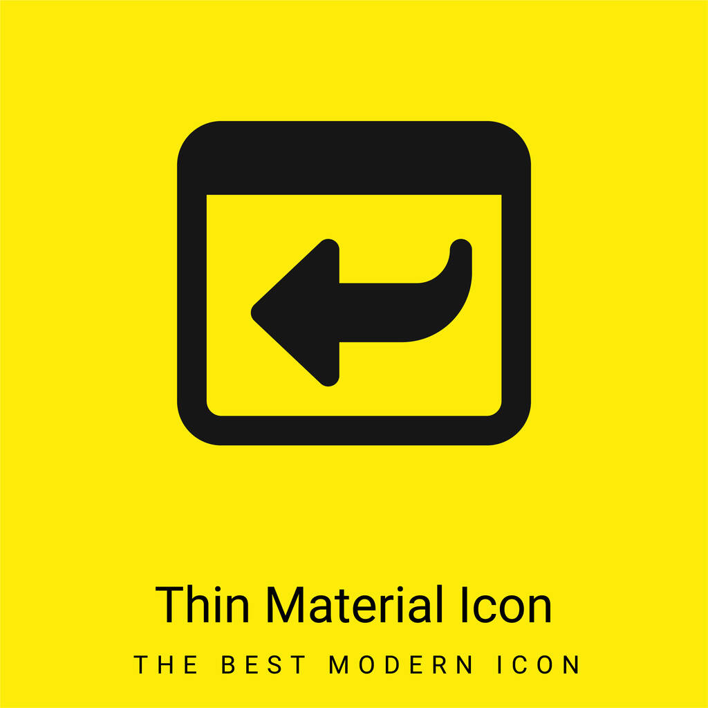 Atrás icono de material amarillo brillante mínimo - Vector, imagen
