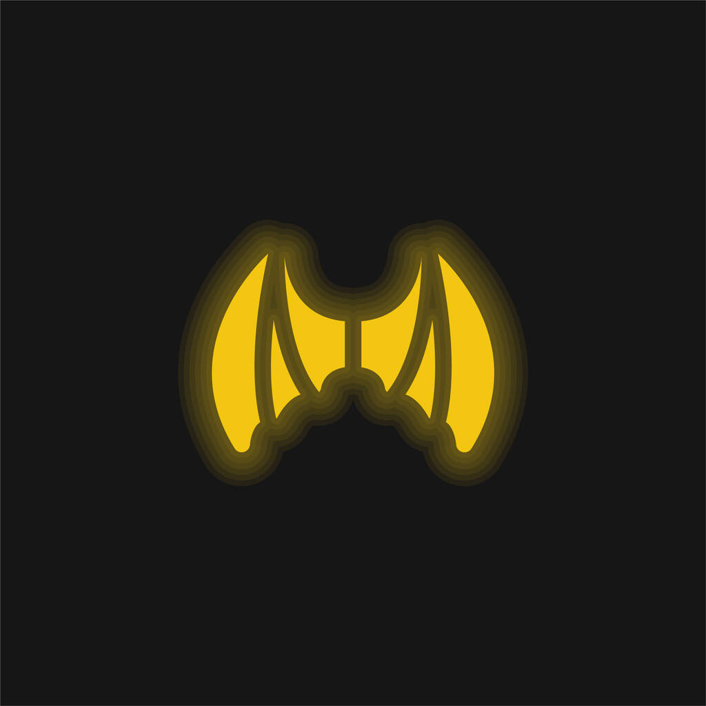 Бат-крила жовта сяюча неонова ікона
 - Вектор, зображення