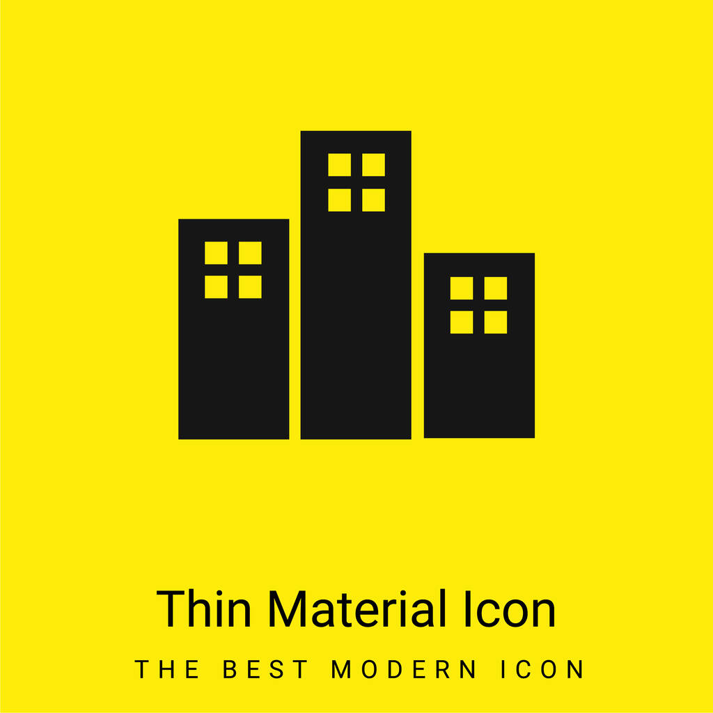 Apartamentos Edifícios mínimo ícone material amarelo brilhante - Vetor, Imagem