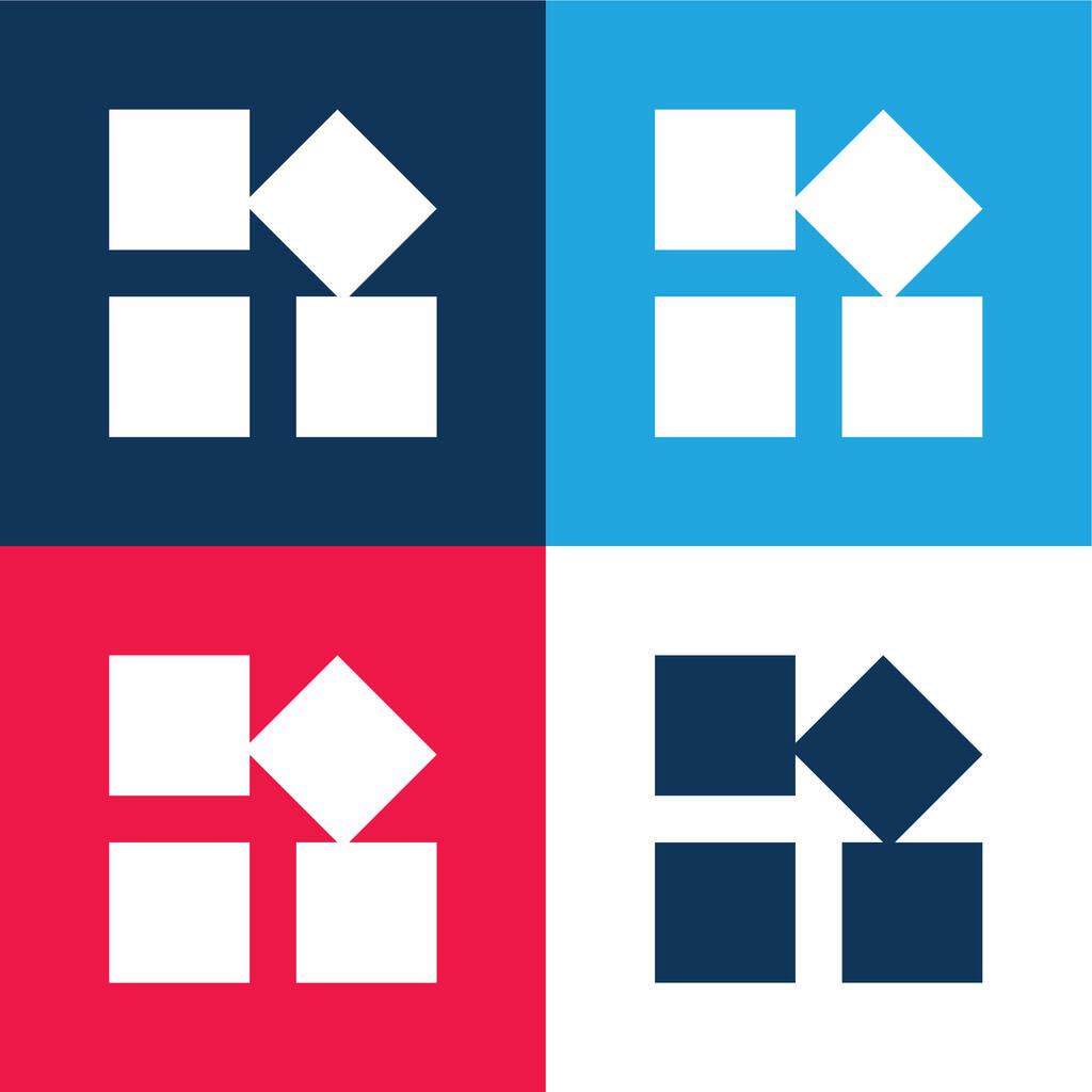 App azul e vermelho conjunto de ícones mínimos de quatro cores - Vetor, Imagem