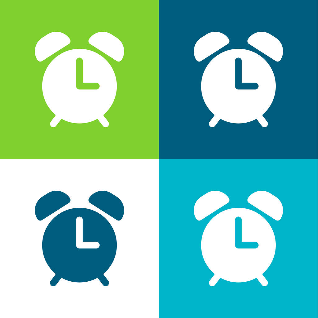 Ébresztőóra Lapos négy szín minimális ikon készlet - Vektor, kép