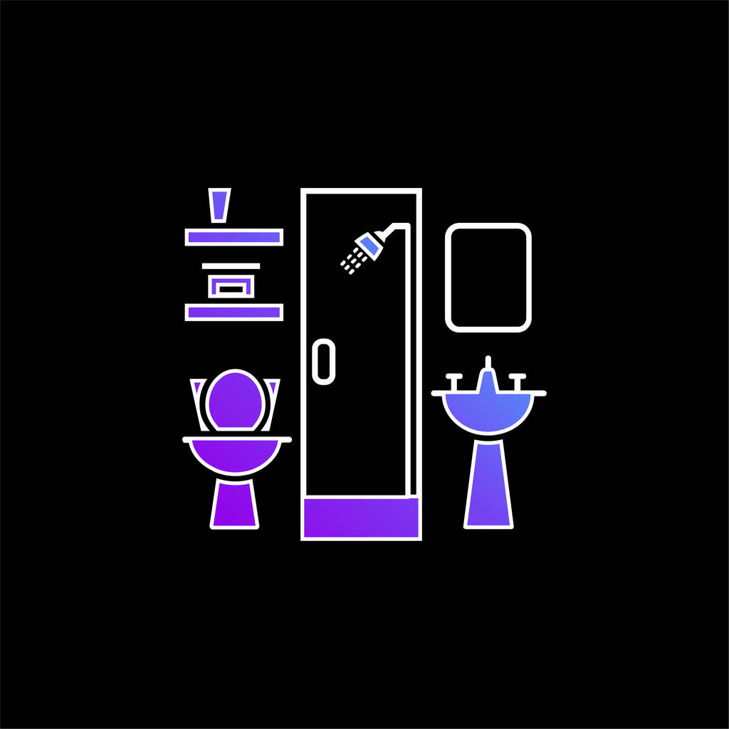 Мебель для ванной комнаты голубой вектор градиента - Вектор,изображение