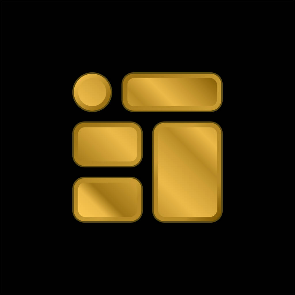 ブロック金メッキ金属アイコンやロゴベクトル - ベクター画像