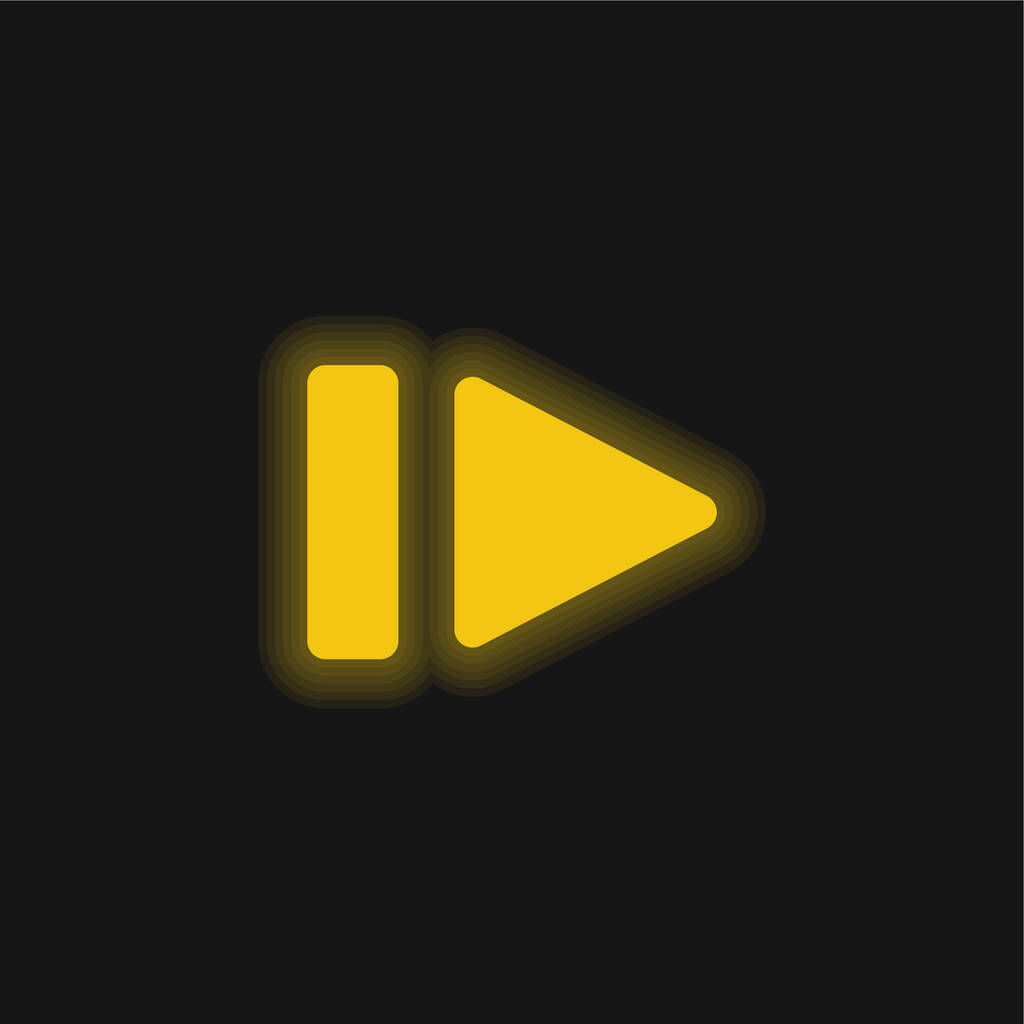 Großes Pausensymbol gelb leuchtendes Neon-Symbol - Vektor, Bild