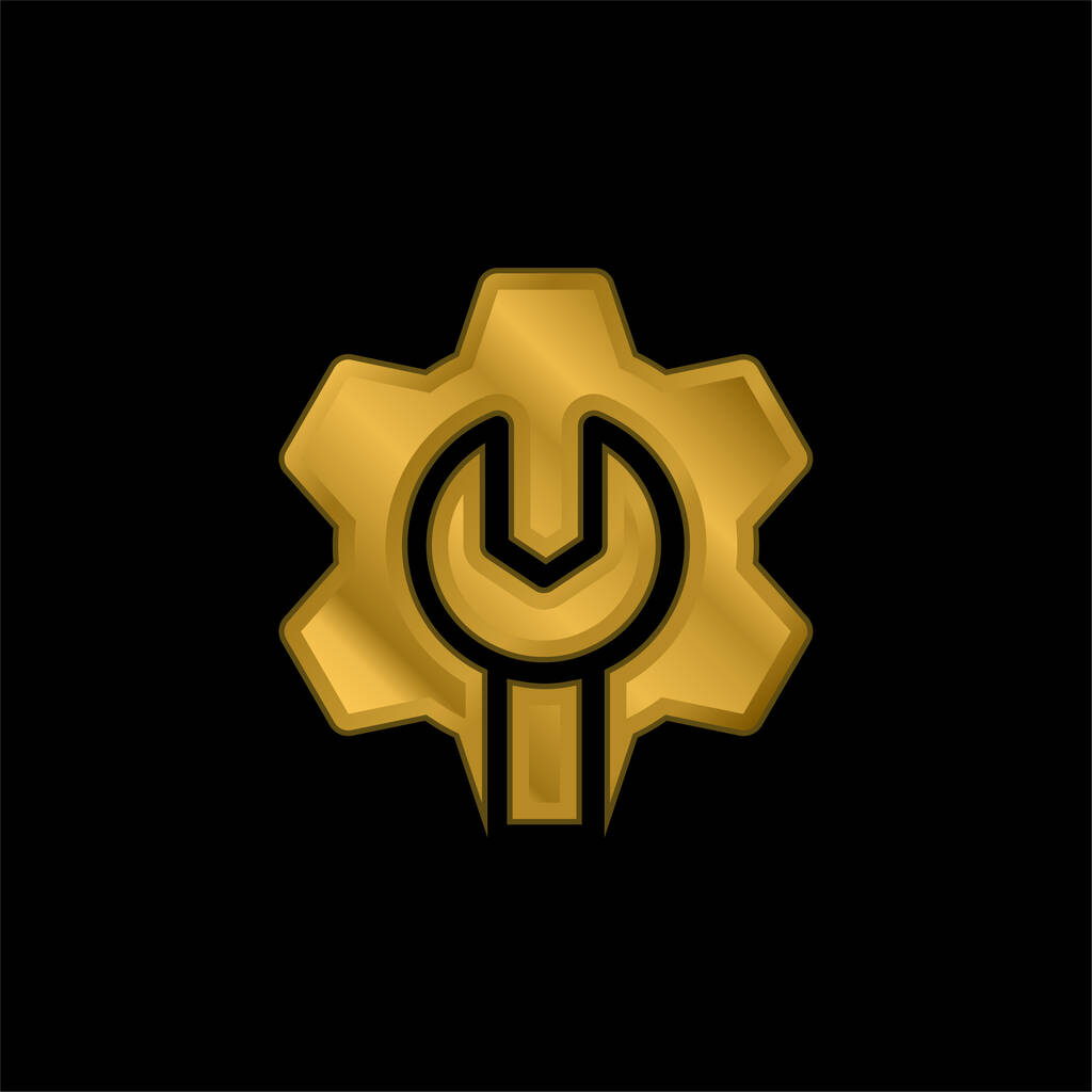 Admin chapado en oro icono metálico o logo vector - Vector, imagen