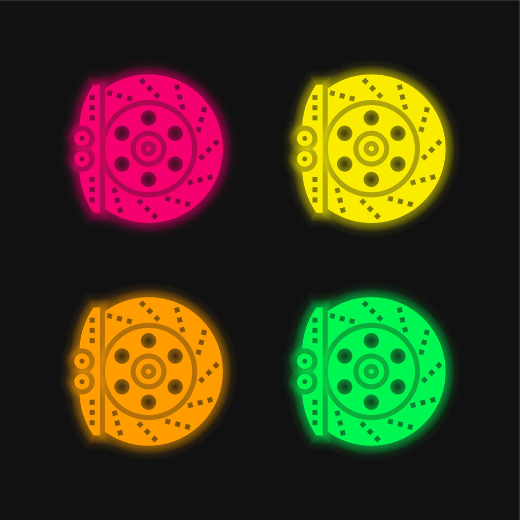 Hamulec cztery kolor świecący neon wektor ikona - Wektor, obraz
