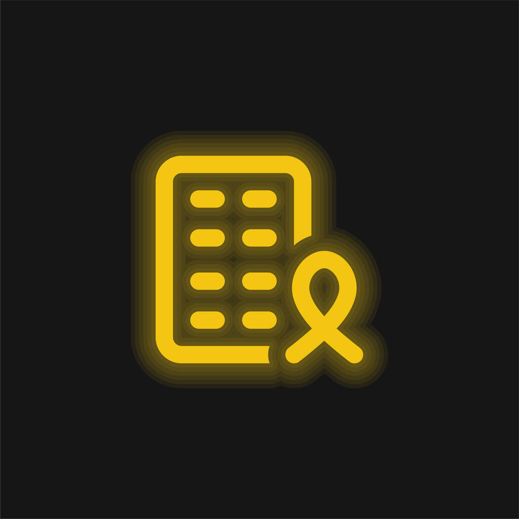 Helpt geel gloeiend neon pictogram - Vector, afbeelding
