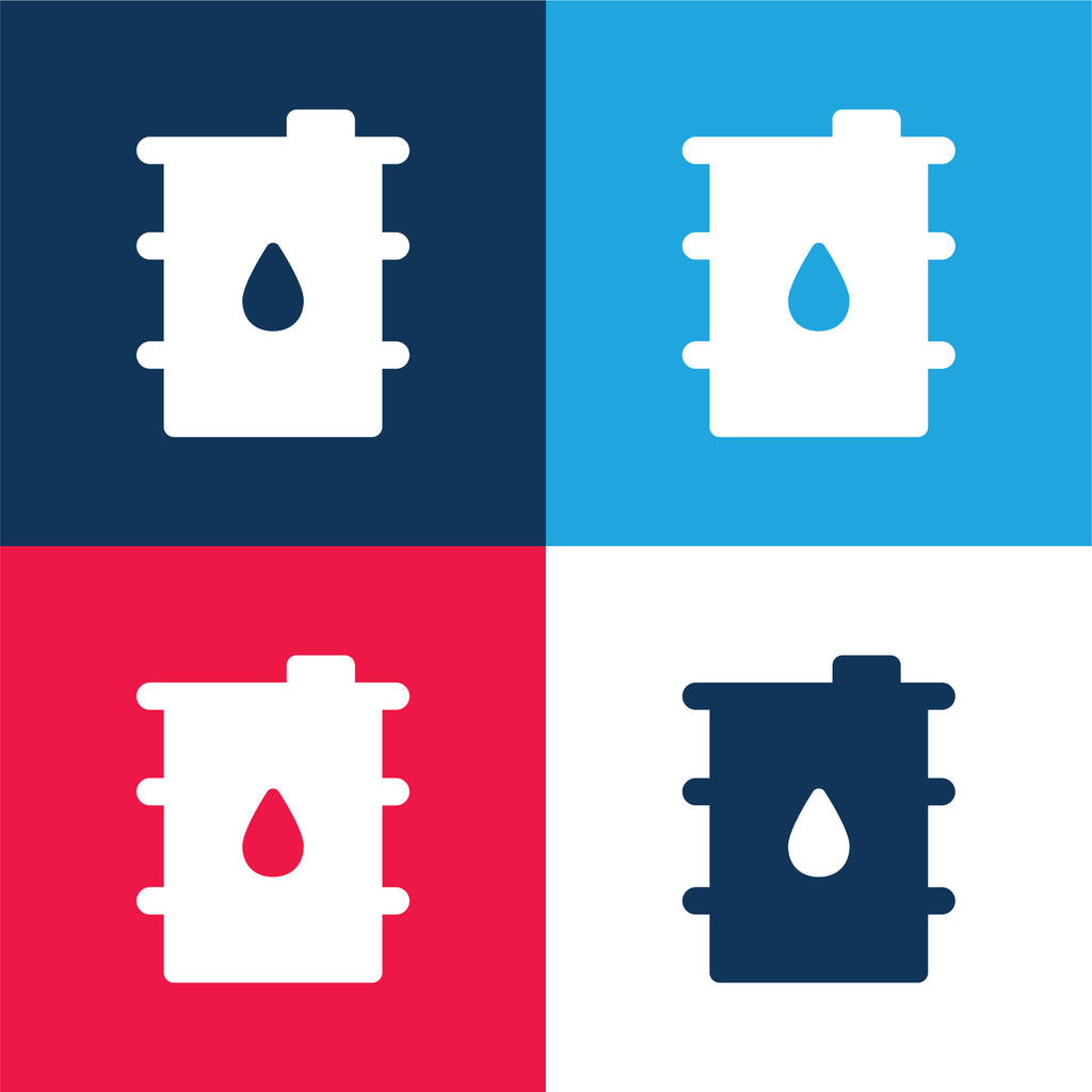 Barrel niebieski i czerwony zestaw czterech kolorów minimalny zestaw ikon - Wektor, obraz