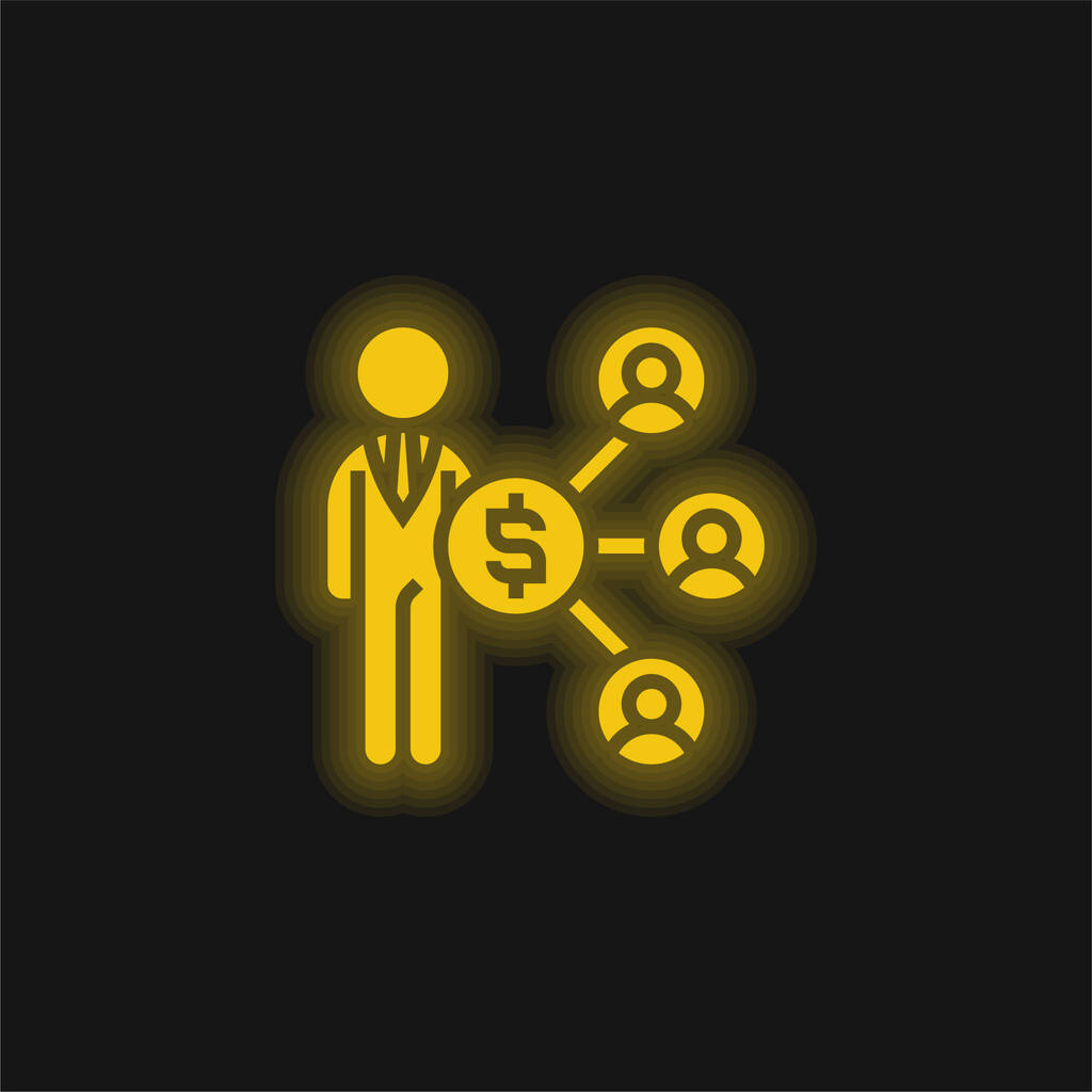 Affiliate sárga izzó neon ikon - Vektor, kép