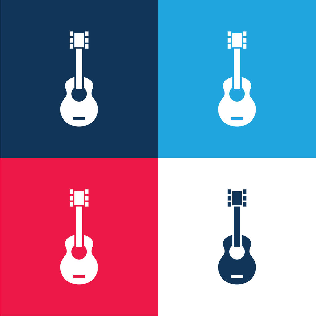 Акустична гітара синьо-червоний чотирикольоровий мінімальний набір піктограм
 - Вектор, зображення