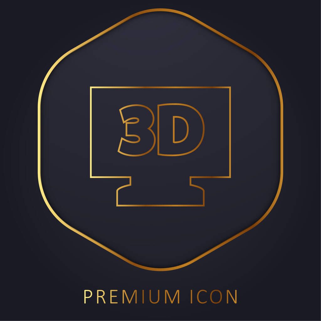 3D Television golden line premium logo or icon - Vector, Image