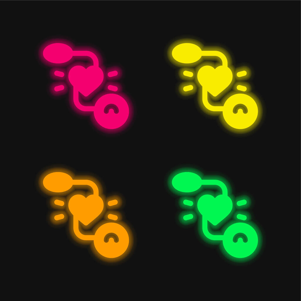 Indicateur de pression artérielle icône vectorielle néon éclatante à quatre couleurs - Vecteur, image