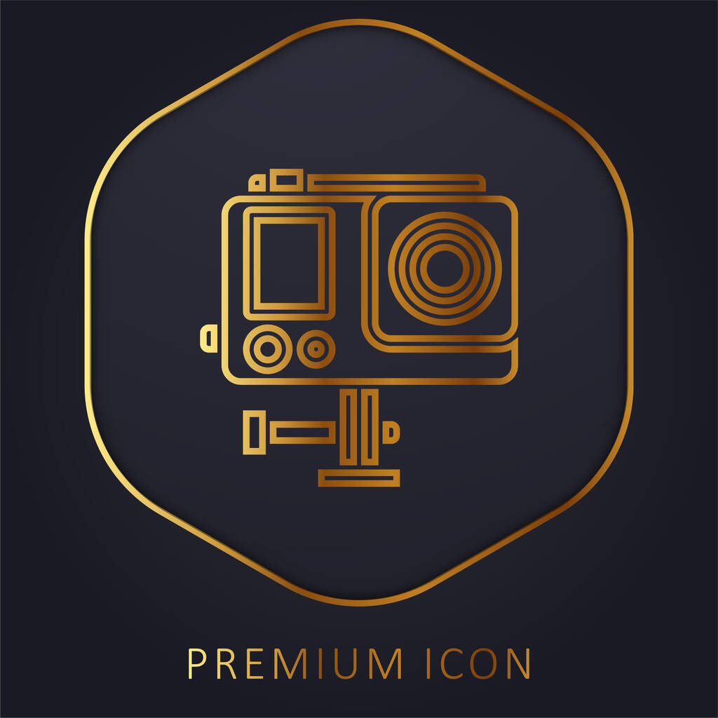 Logo nebo ikona zlaté čáry akční kamery - Vektor, obrázek