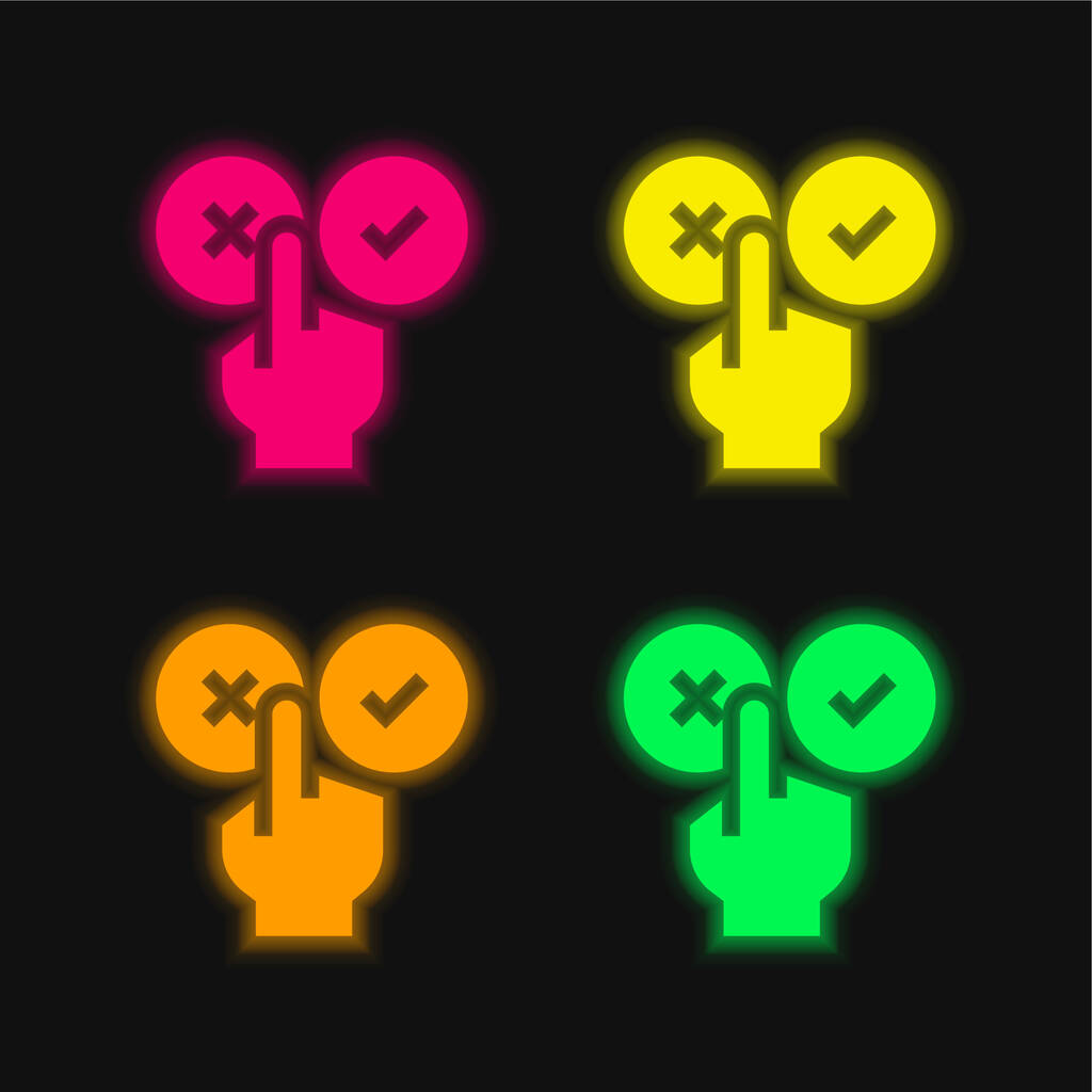 Κακή κριτική τεσσάρων χρωμάτων λαμπερό εικονίδιο διάνυσμα νέον - Διάνυσμα, εικόνα