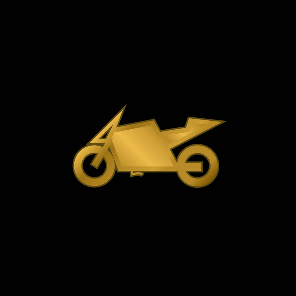 ビッグレーシングバイクゴールドメッキ金属アイコンやロゴベクトル - ベクター画像
