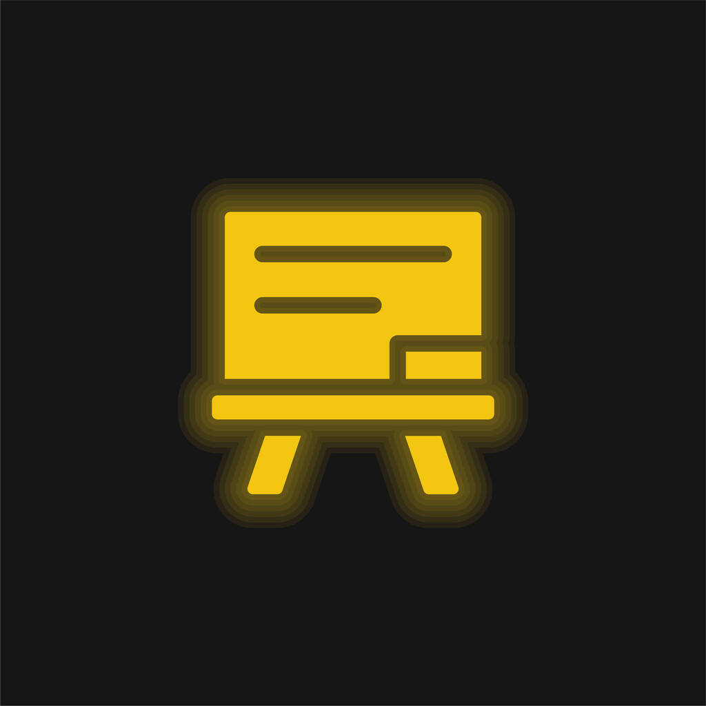 Liitutaulu keltainen hehkuva neon kuvake - Vektori, kuva
