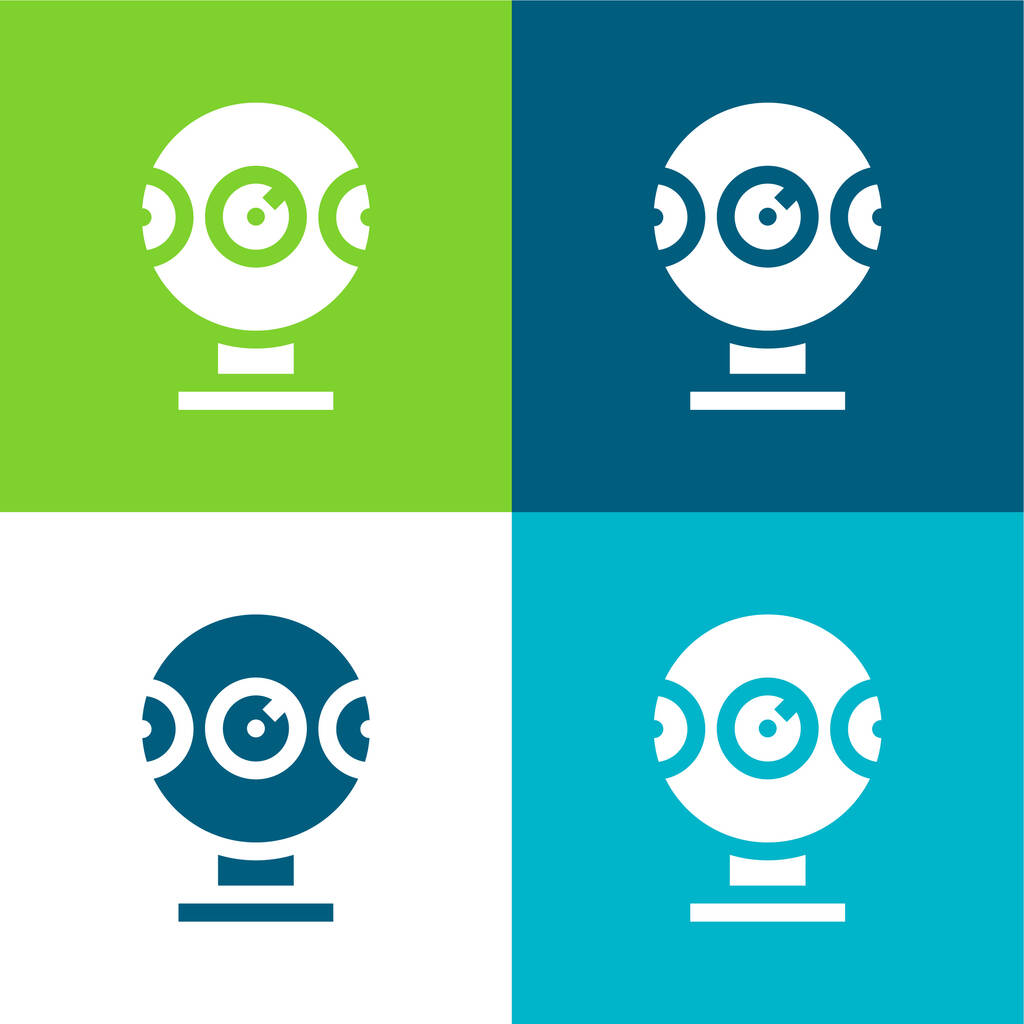Ensemble d'icônes minime à quatre couleurs 360 Camera Flat - Vecteur, image