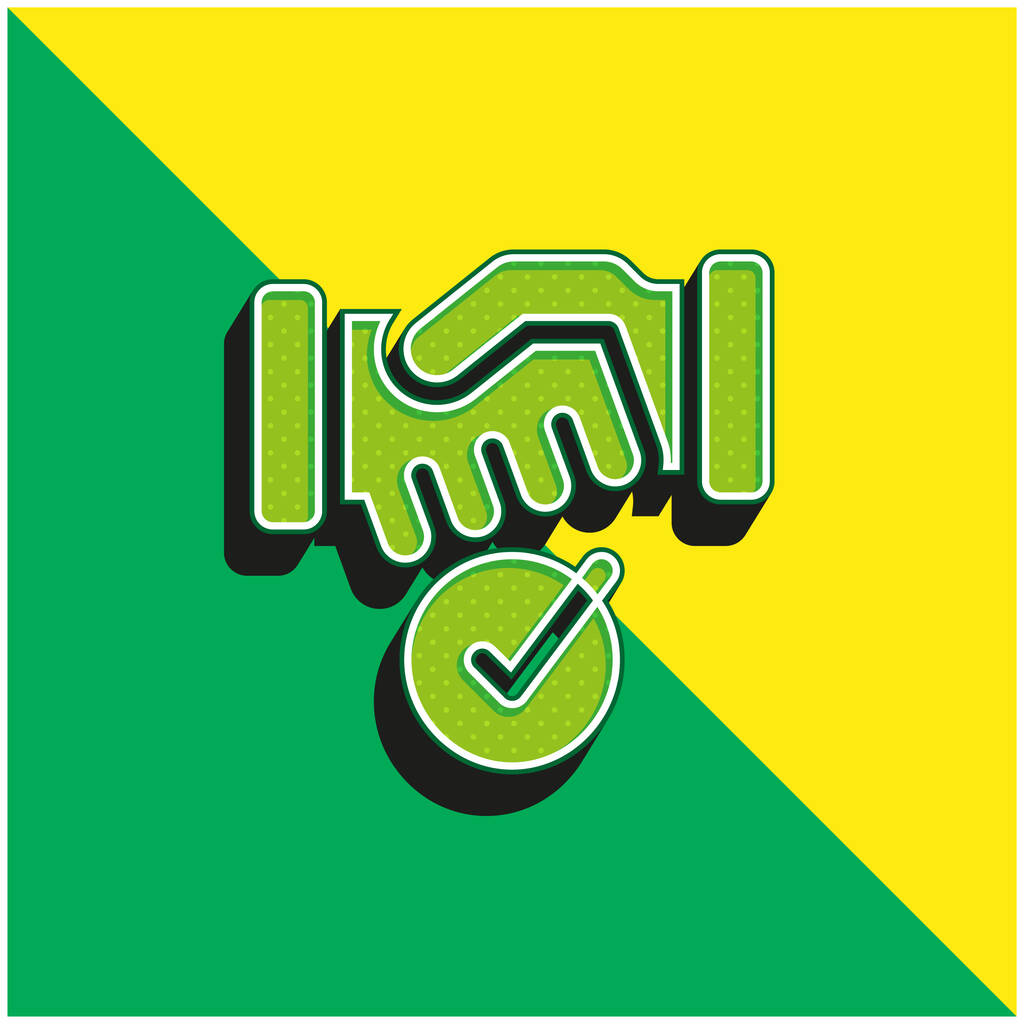 契約緑と黄色の現代的な3Dベクトルアイコンのロゴ - ベクター画像