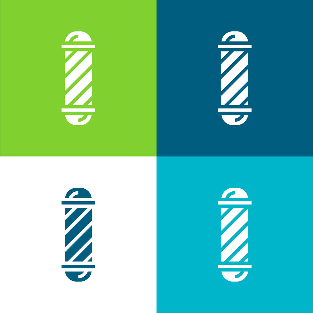 Barber Pole Lapos négy szín minimális ikon készlet - Vektor, kép