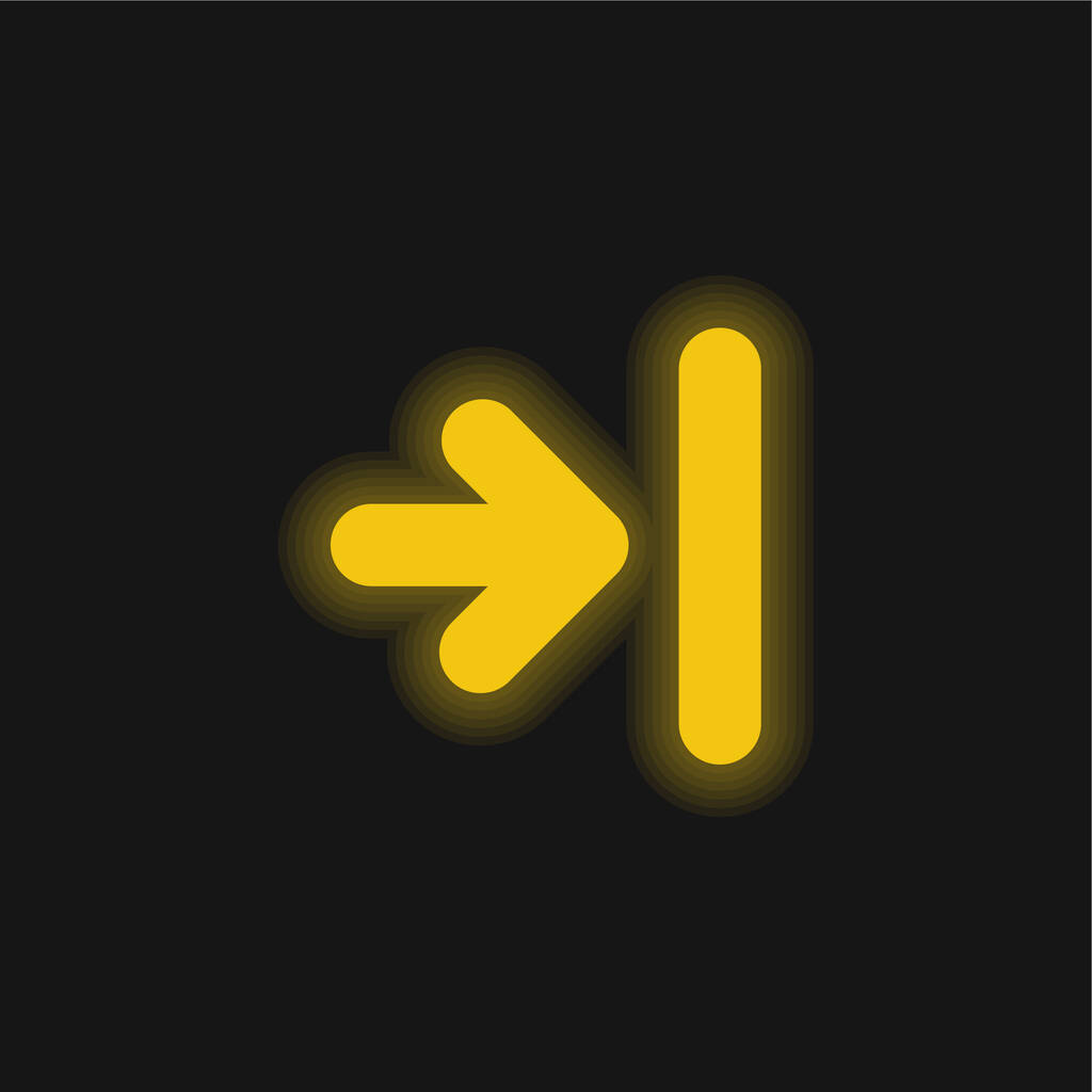 Arrow To Last Track yellow glowing neon icon - Vector, Image