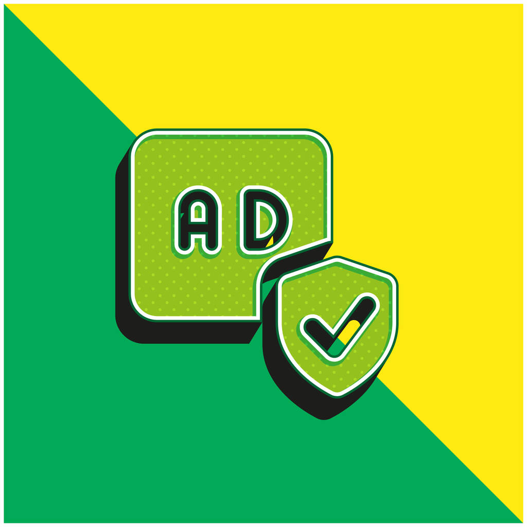 広告ブロック緑と黄色の現代的な3Dベクトルアイコンのロゴ - ベクター画像