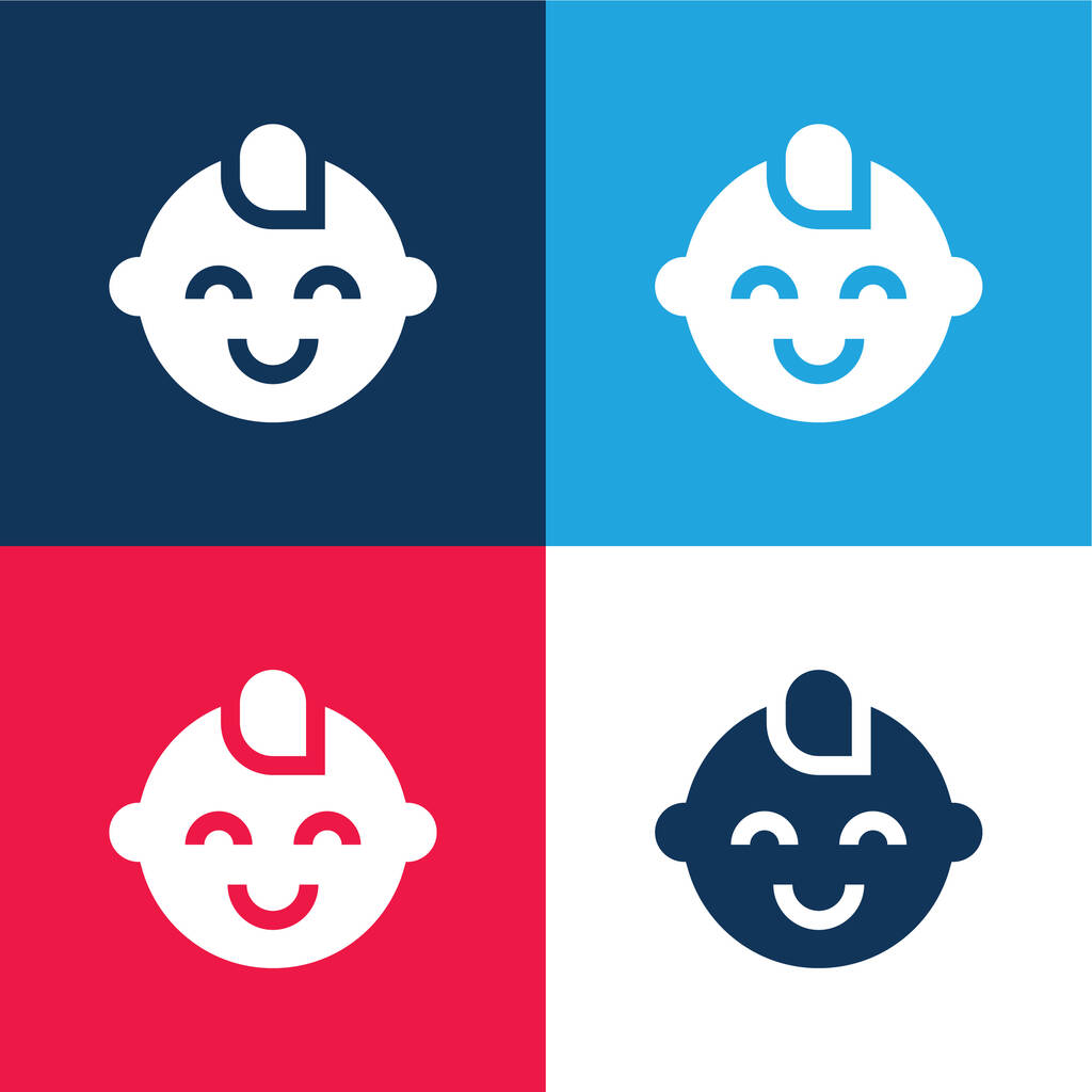 Baby Boy modrá a červená čtyři barvy minimální ikona nastavena - Vektor, obrázek