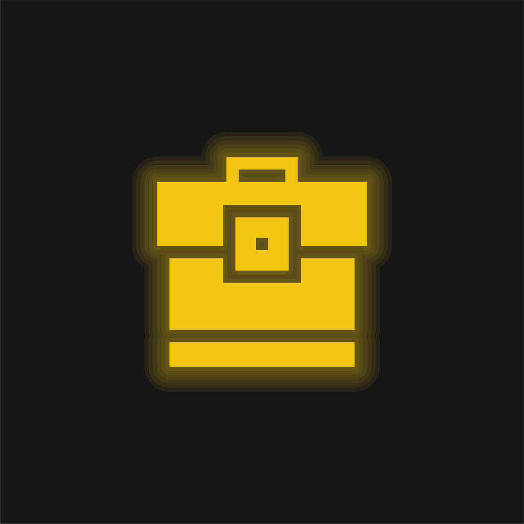 Briefcase geel gloeiend neon icoon - Vector, afbeelding