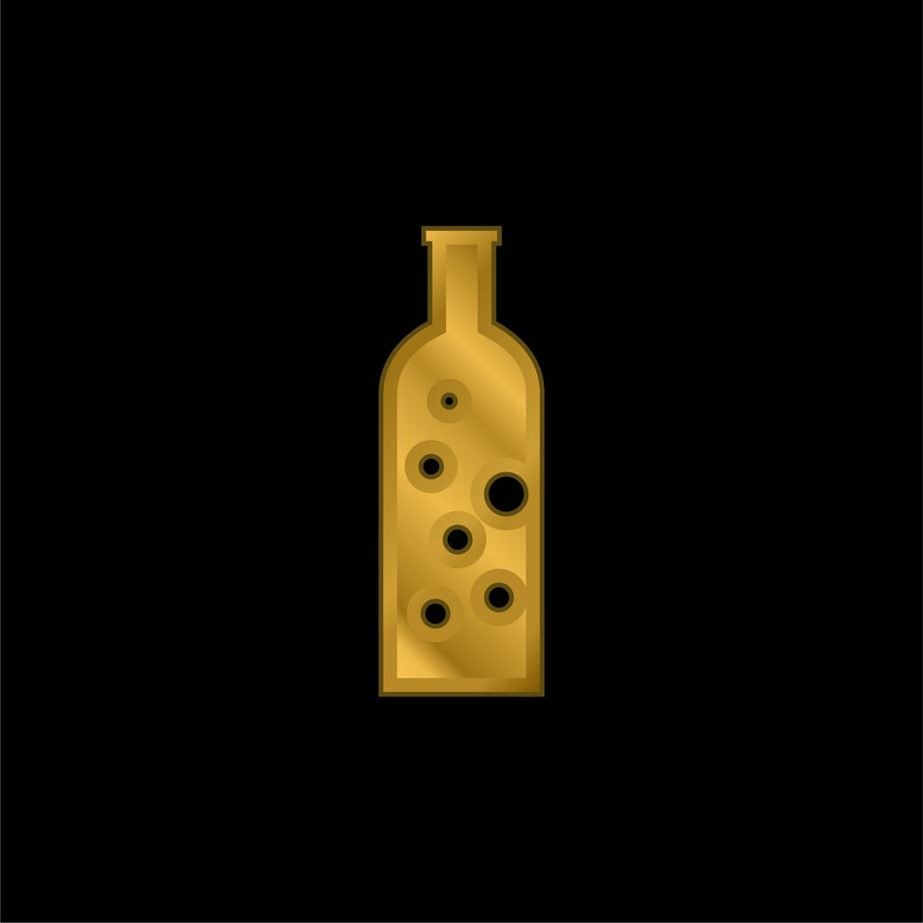 Botella con burbujas chapado en oro icono metálico o logo vector - Vector, imagen