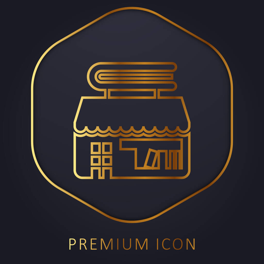 Bookstore golden line premium logo or icon - Vector, Image