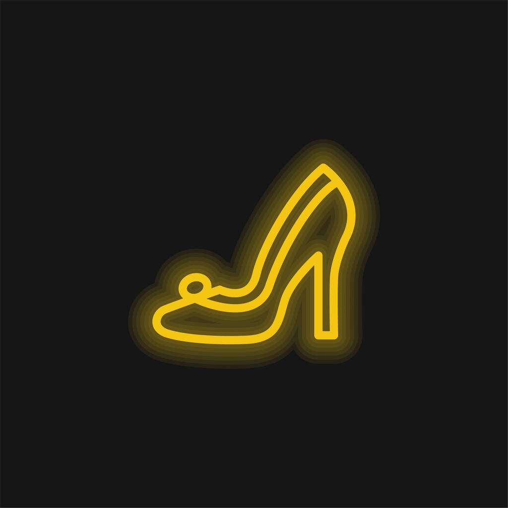 Brautschuh gelb leuchtendes Neon-Symbol - Vektor, Bild
