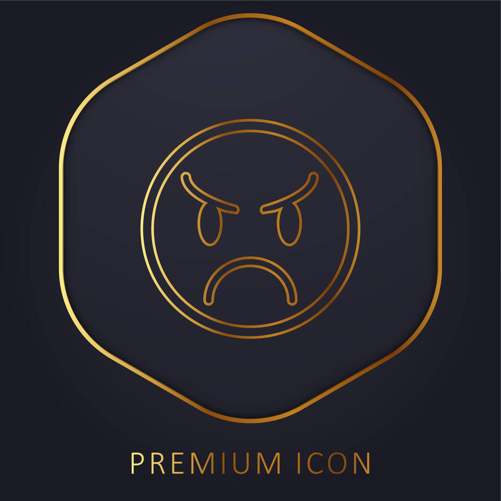 Enojado Emoticon Face línea dorada logotipo premium o icono - Vector, imagen