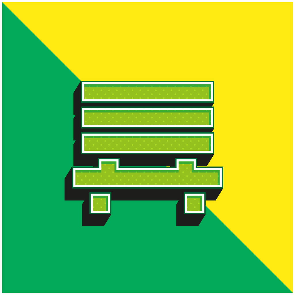Bench Groen en geel modern 3D vector icoon logo - Vector, afbeelding