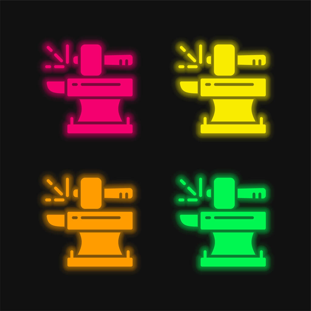 Herrero de cuatro colores brillante icono de vectores de neón - Vector, imagen
