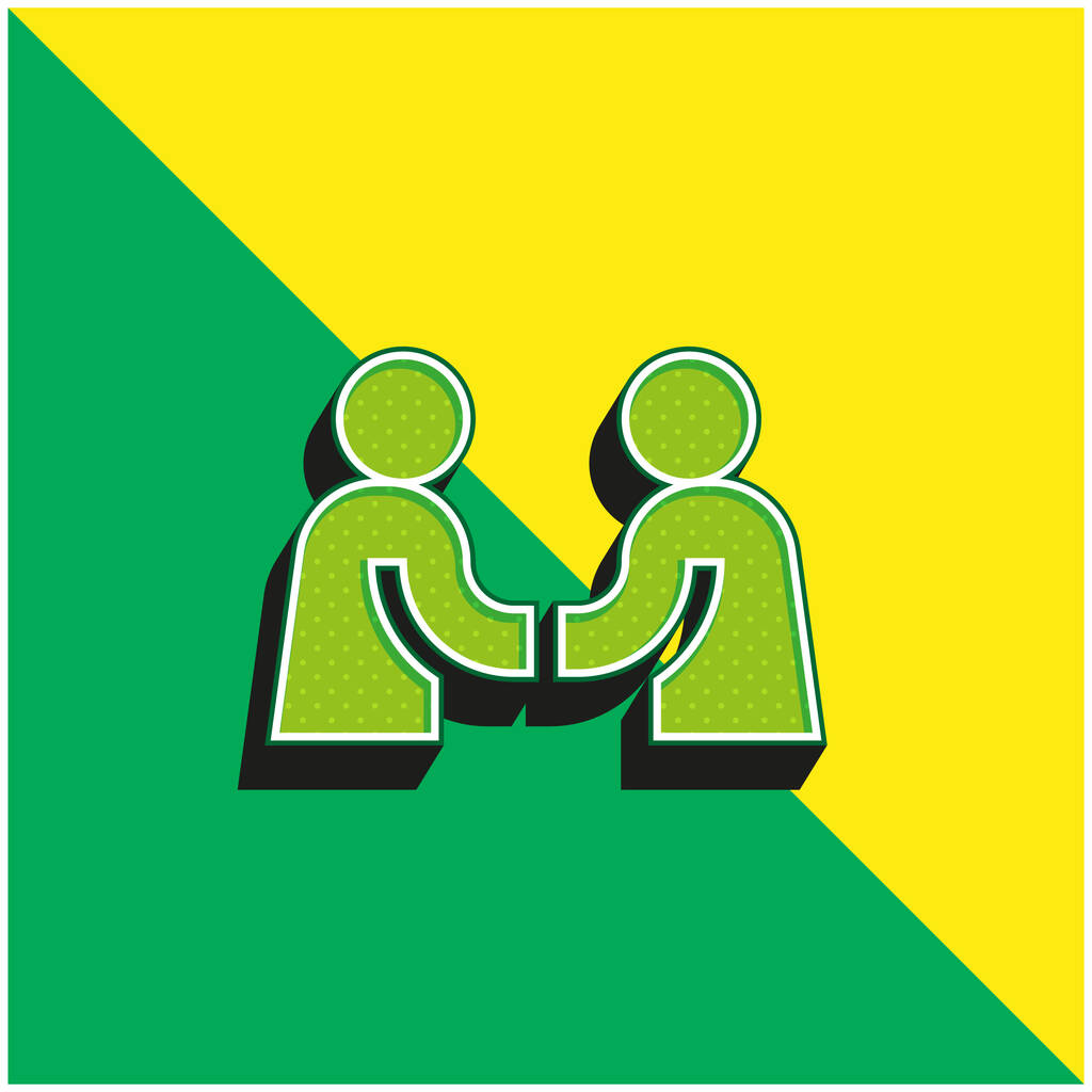 Accordo Logo icona vettoriale 3D moderna verde e gialla - Vettoriali, immagini