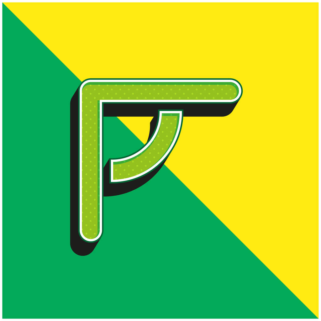 Règle angulaire Logo vectoriel 3D moderne vert et jaune - Vecteur, image