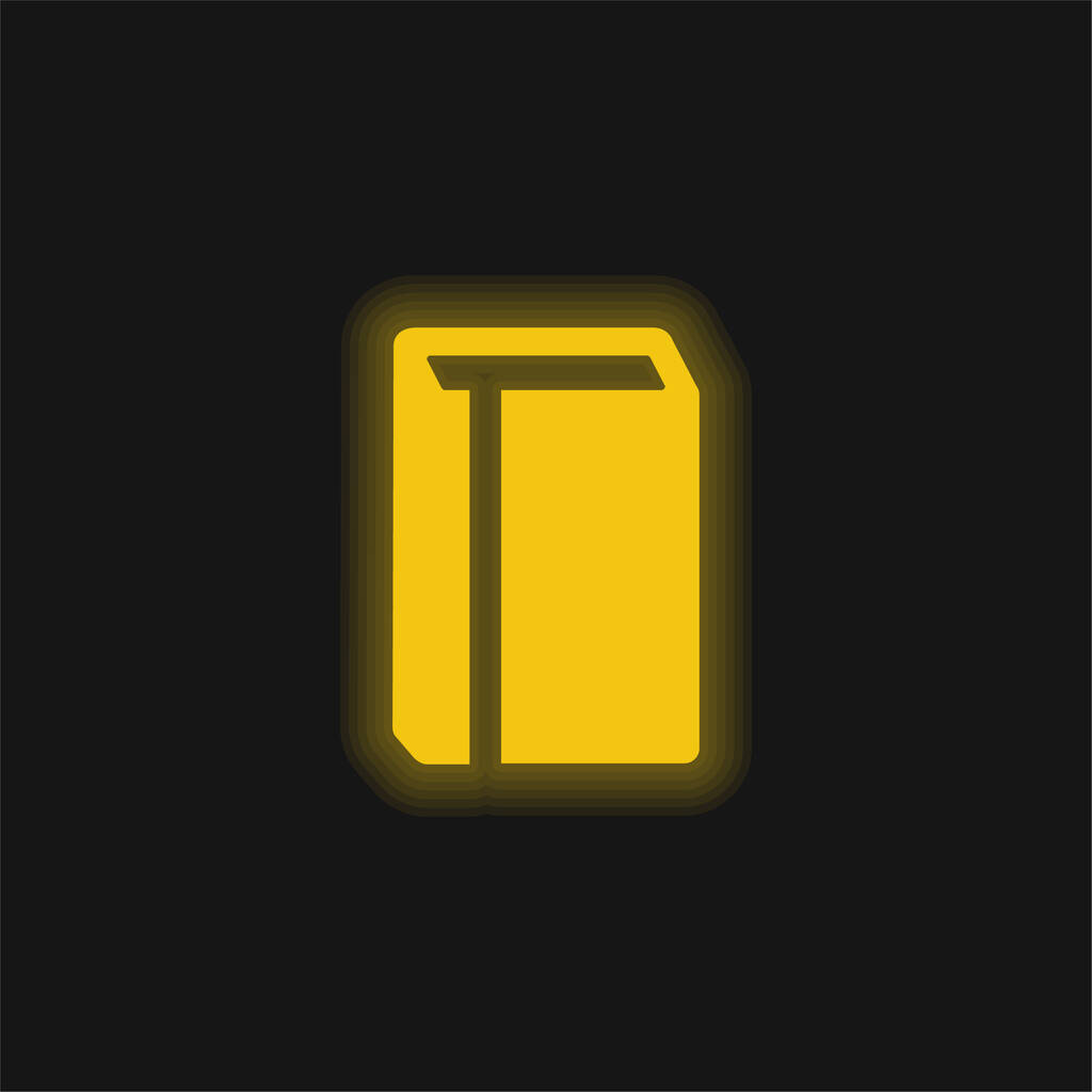 Livro com marcador amarelo brilhante ícone de néon - Vetor, Imagem