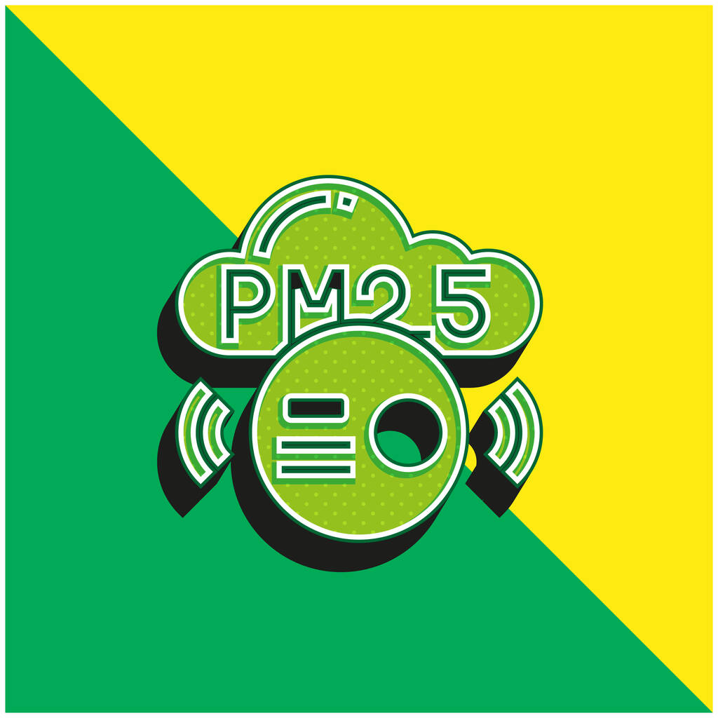 大気汚染緑と黄色の近代的な3Dベクトルアイコンのロゴ - ベクター画像