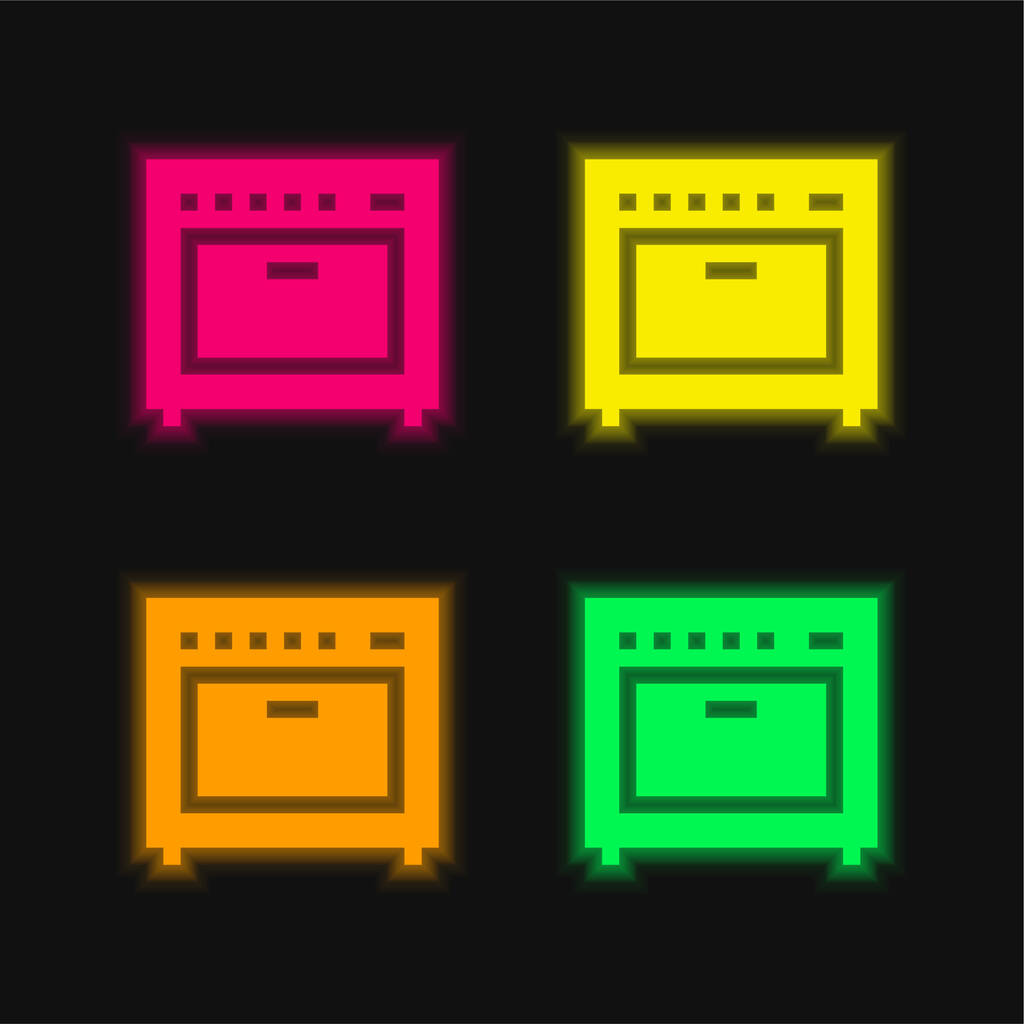 Versterker vier kleuren gloeiende neon vector icoon - Vector, afbeelding
