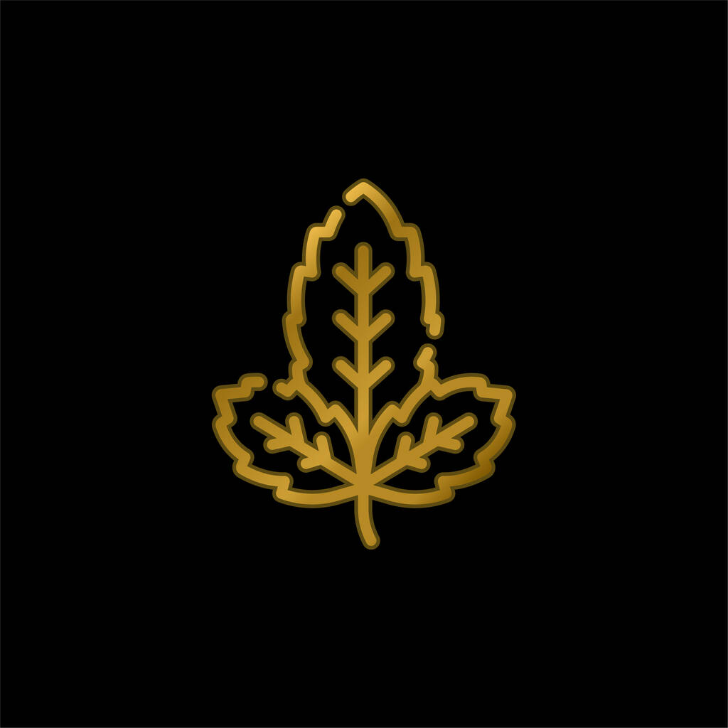 Albahaca chapado en oro icono metálico o logo vector - Vector, imagen