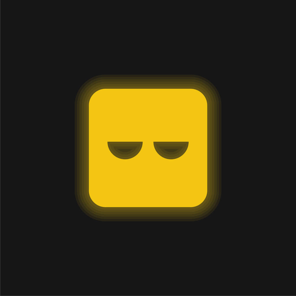 Aburrido icono de neón amarillo brillante - Vector, imagen