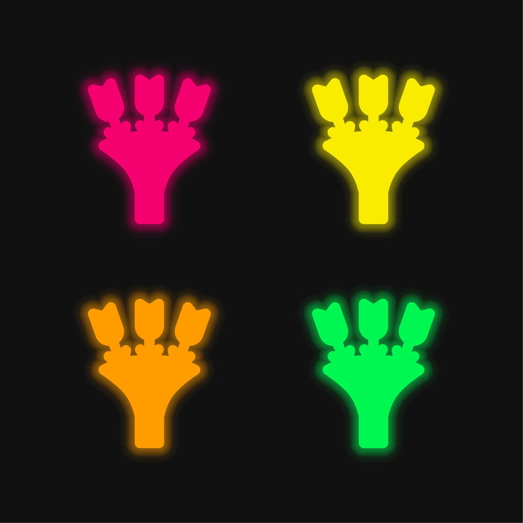 Букет чотири кольори світиться неоновий вектор значок
 - Вектор, зображення
