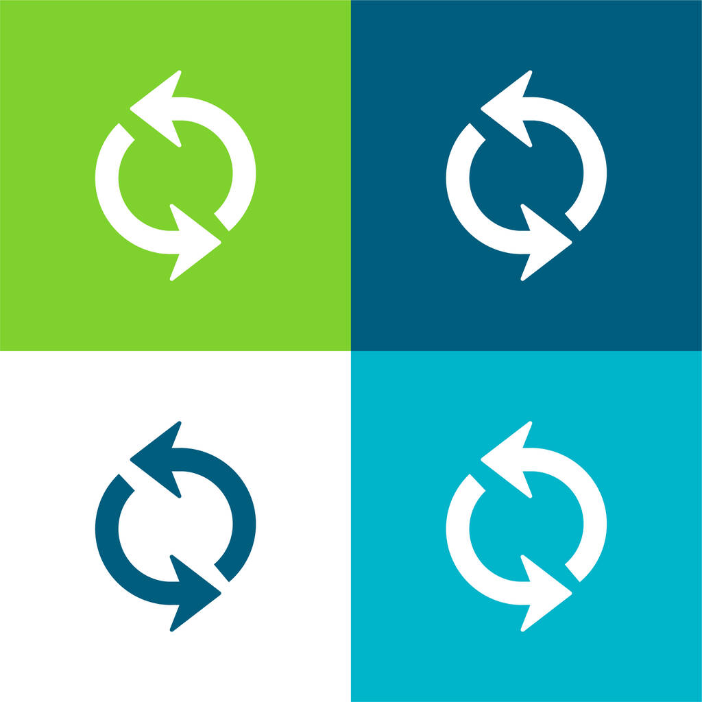 Flechas Círculo Plano de cuatro colores mínimo icono conjunto - Vector, Imagen