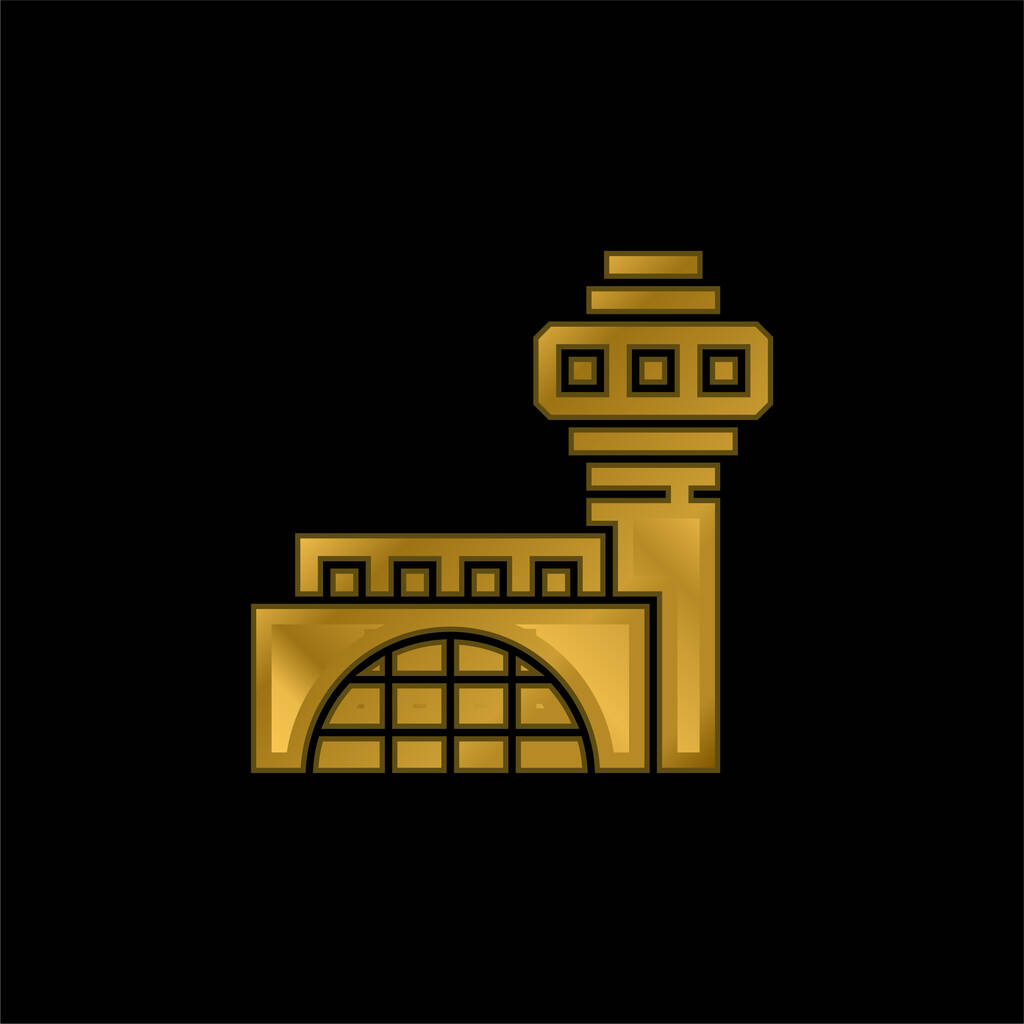 Flughafen vergoldet metallisches Symbol oder Logo-Vektor - Vektor, Bild