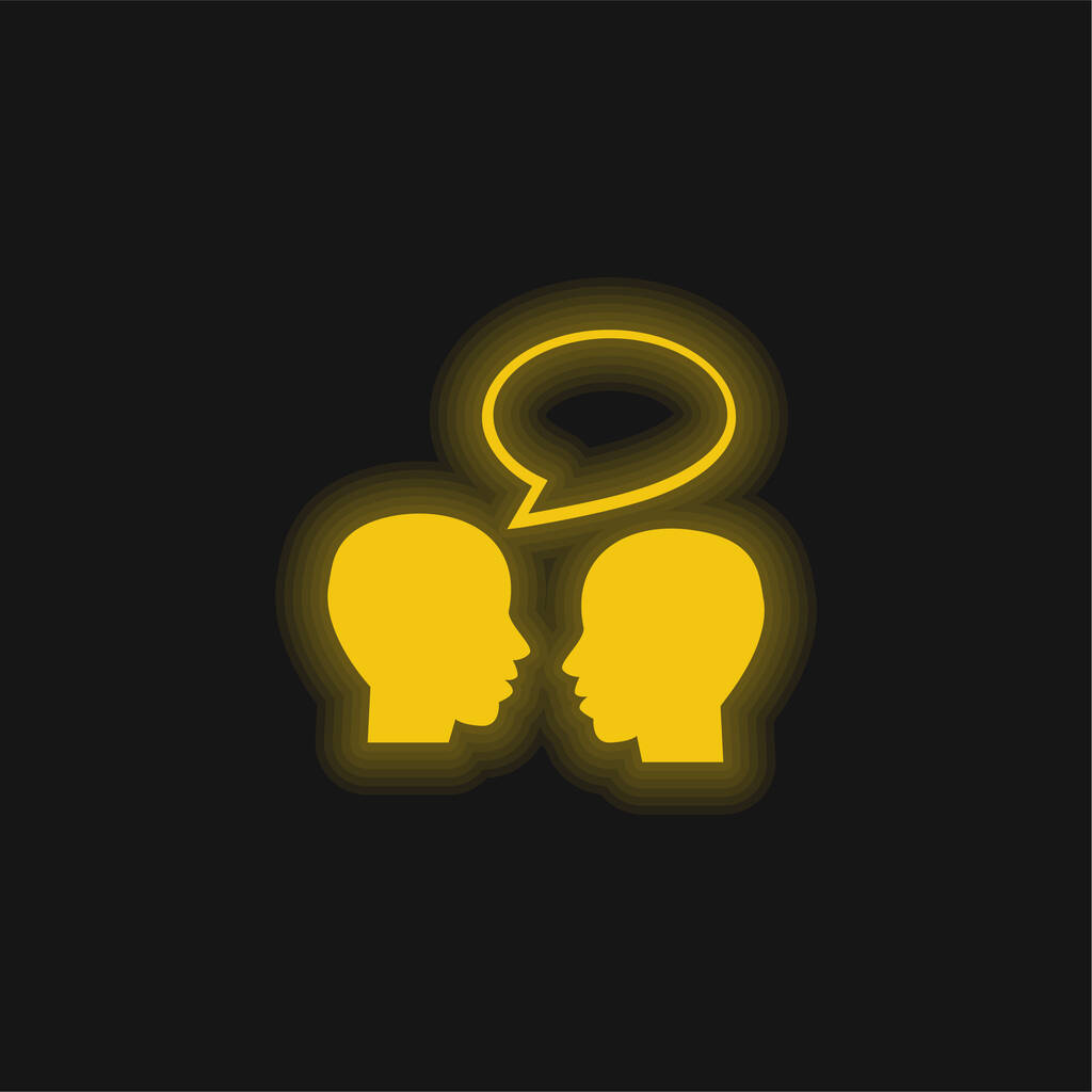 Kaal Hoogleraren Praten geel gloeiende neon icoon - Vector, afbeelding