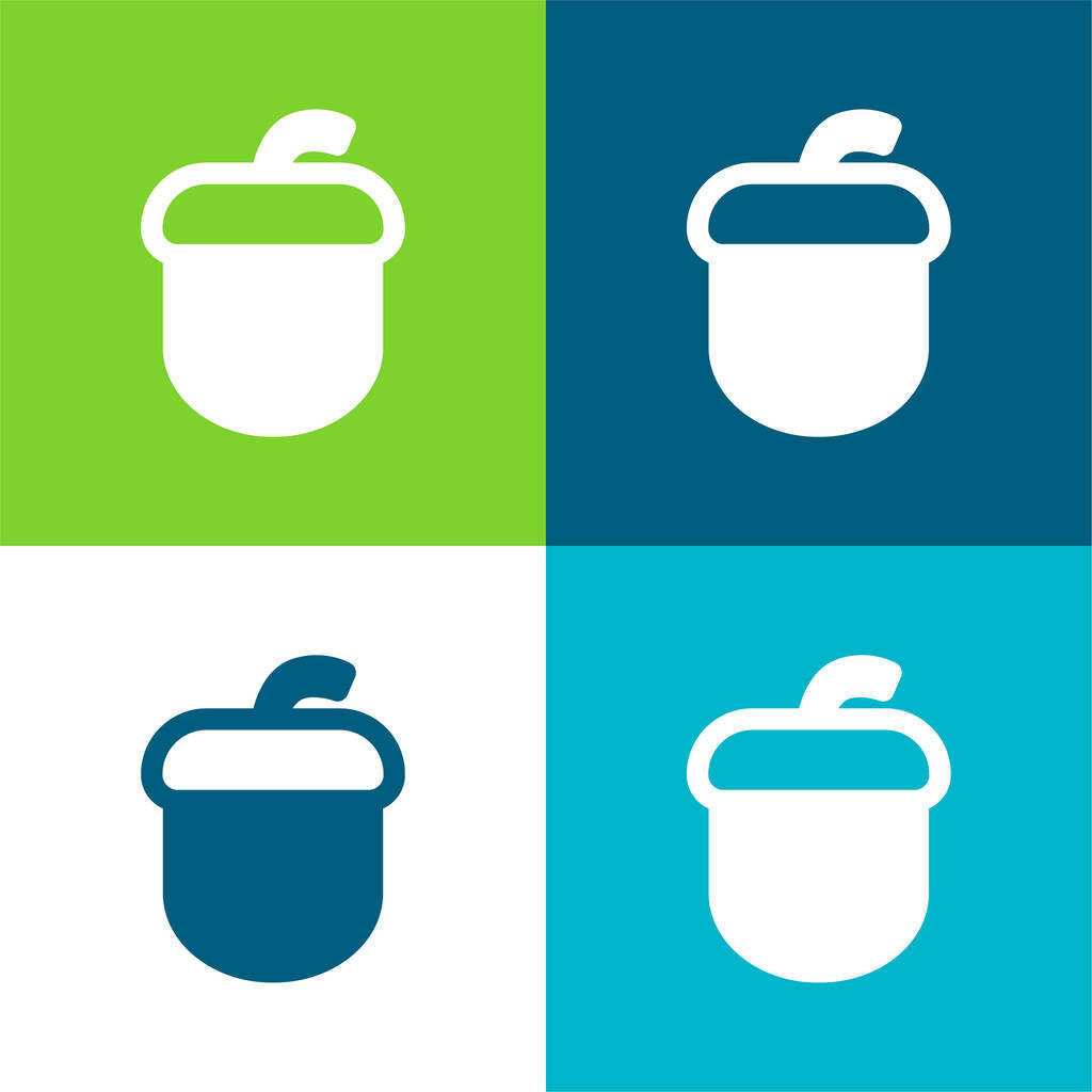 Set di icone minimali a quattro colori Acorn Flat - Vettoriali, immagini