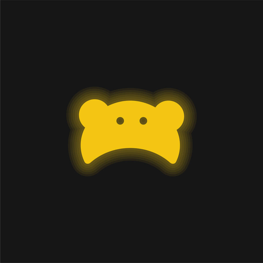 Bebé oso cabeza silueta amarillo brillante icono de neón - Vector, imagen