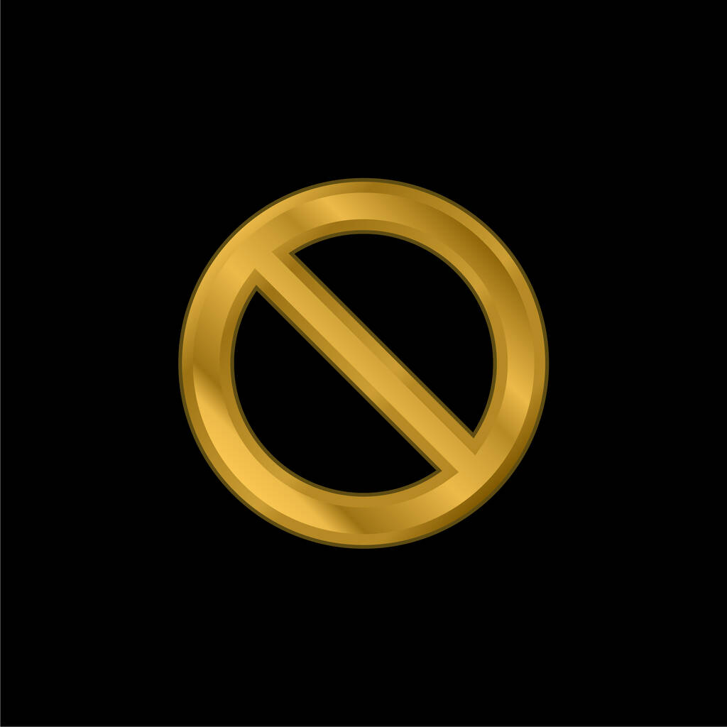 Signo prohibido chapado en oro icono metálico o logotipo vector - Vector, imagen