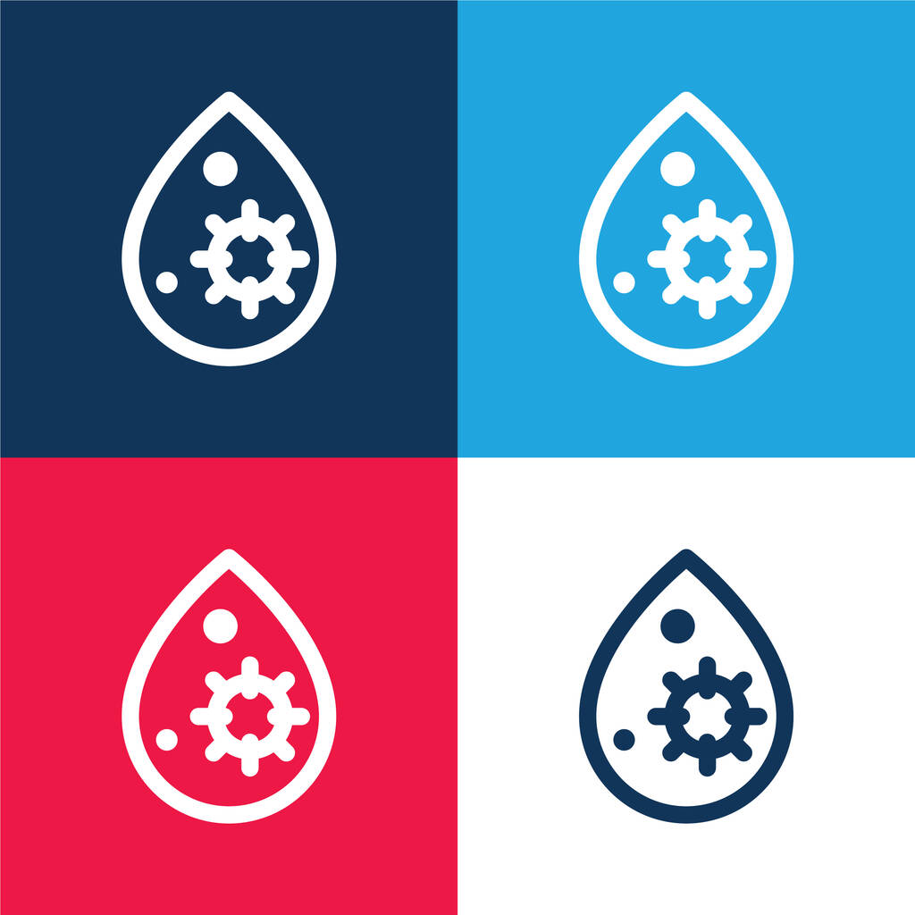 Sangre azul y rojo de cuatro colores mínimo icono conjunto - Vector, Imagen