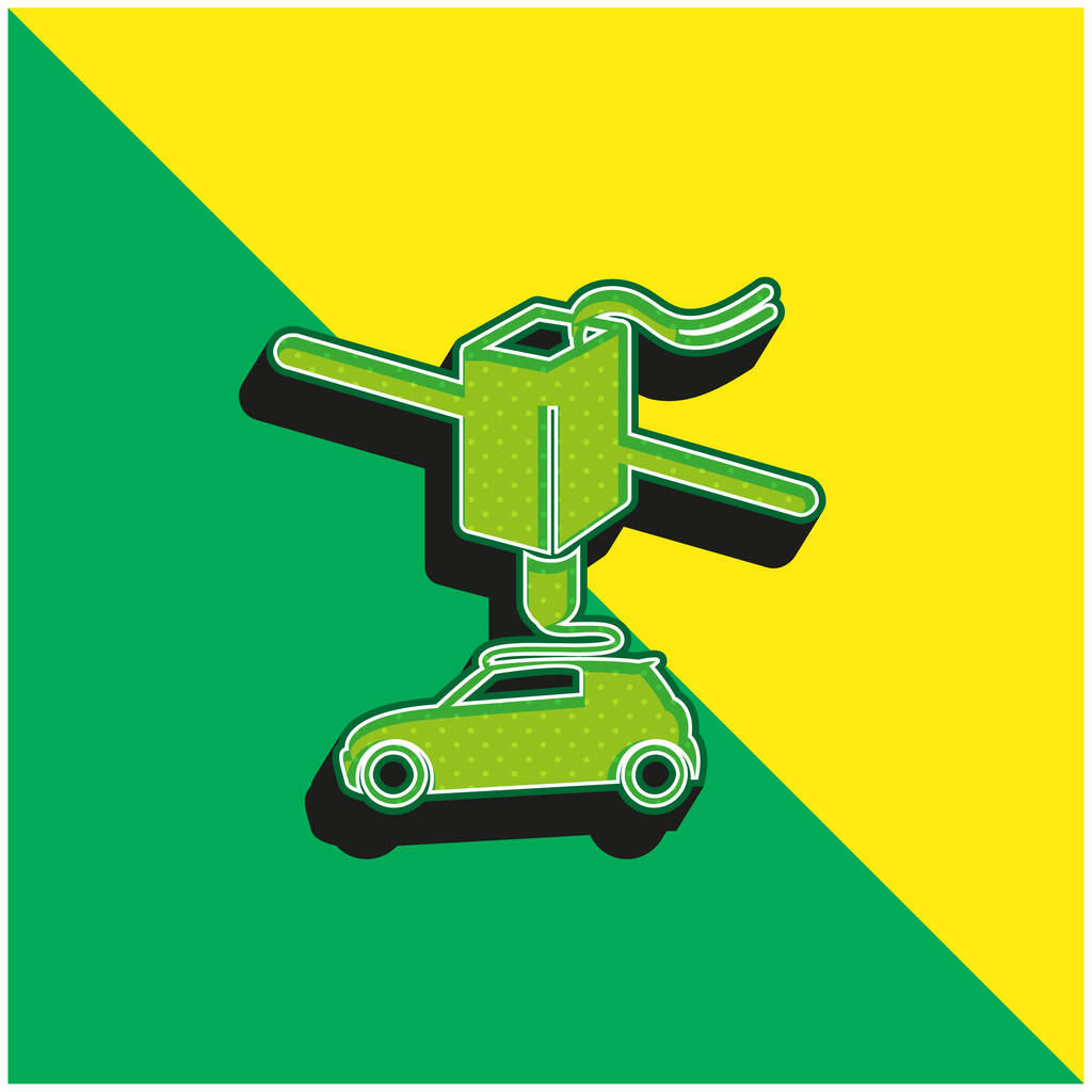 Druk 3D Samochód zielony i żółty nowoczesny 3D wektor ikona logo - Wektor, obraz